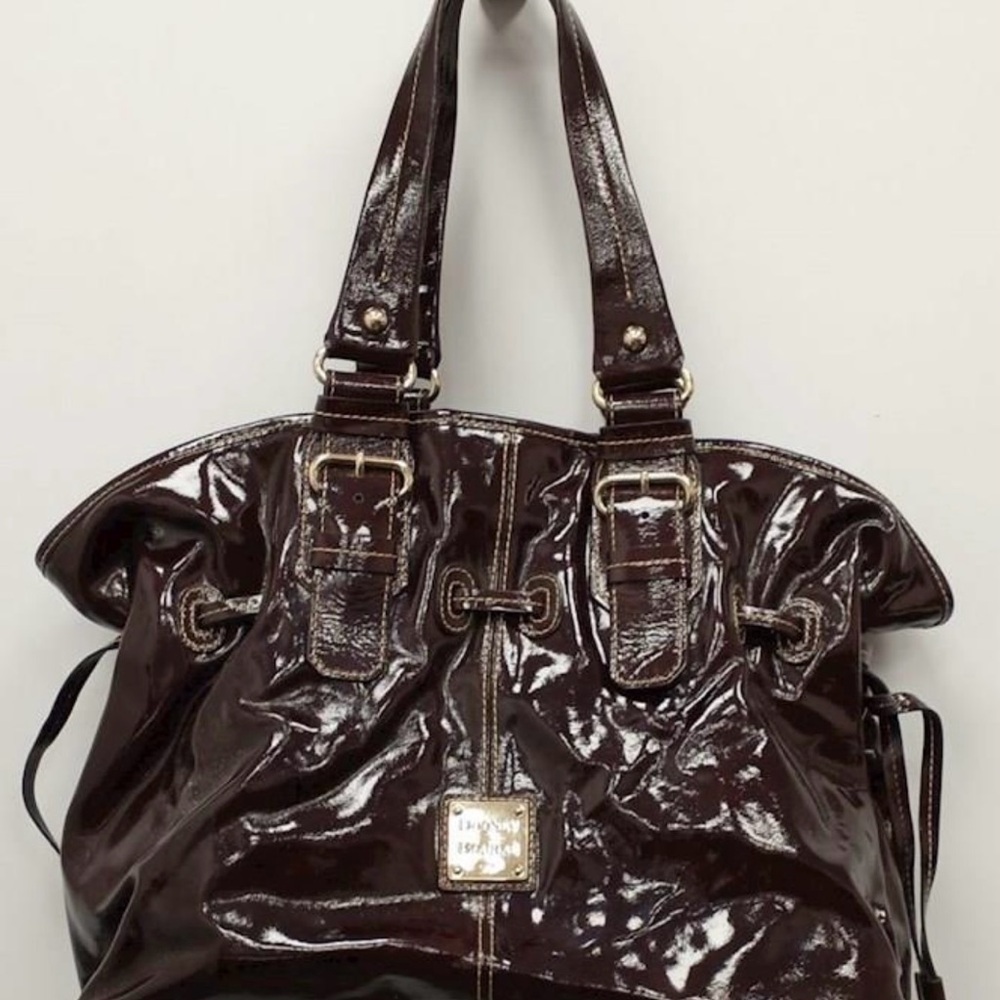 Dooney & Bourke Brown Glossy Patent Leather Tote
